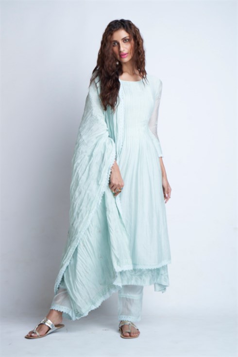 Sharara Suits : Sky blue georgette sharara salwar suit